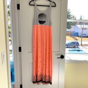 Salmon and grey sporty maxi dress